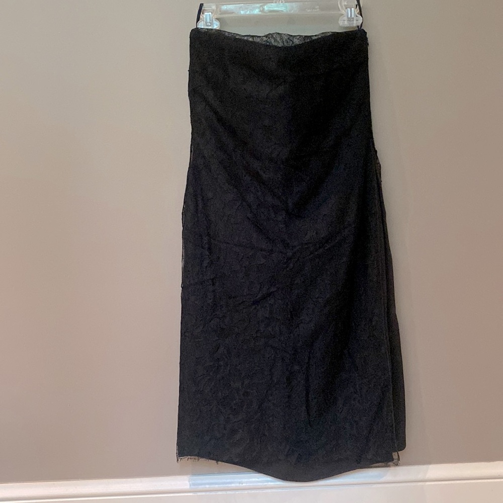 Giorgio Armani black, strapless cocktail dress. Built-in wire around bust